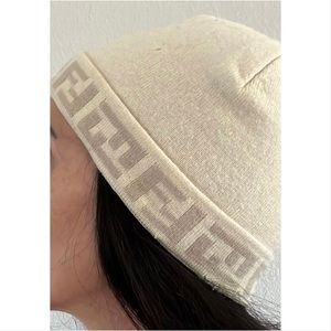 *RESERVED for @Organicgirl601 Fendi Crème logo hat cap beanie wool